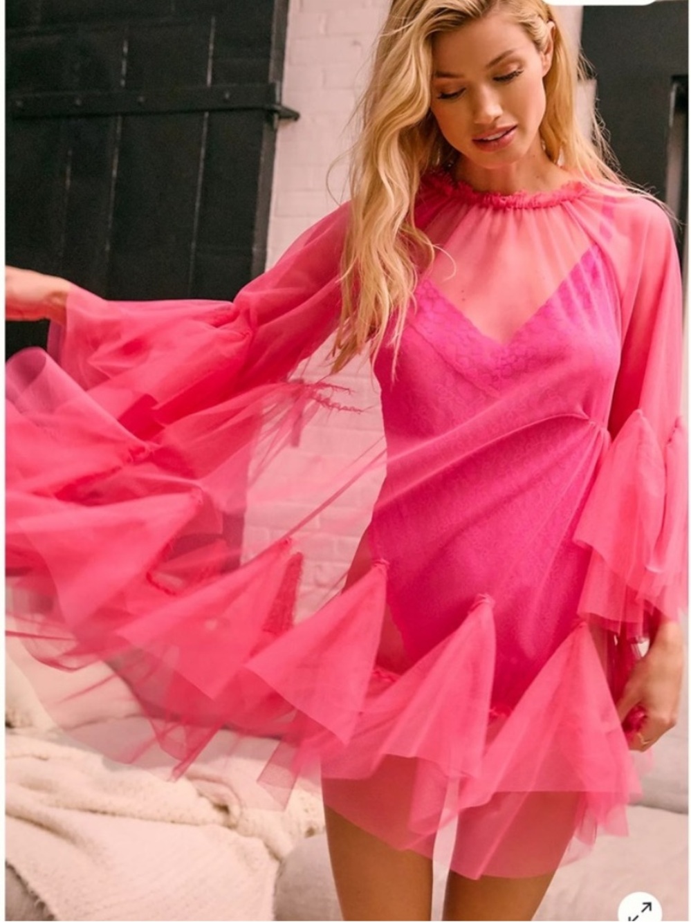 Anthropologie Maeve Sheer Ruffled Tulle Mini Dress